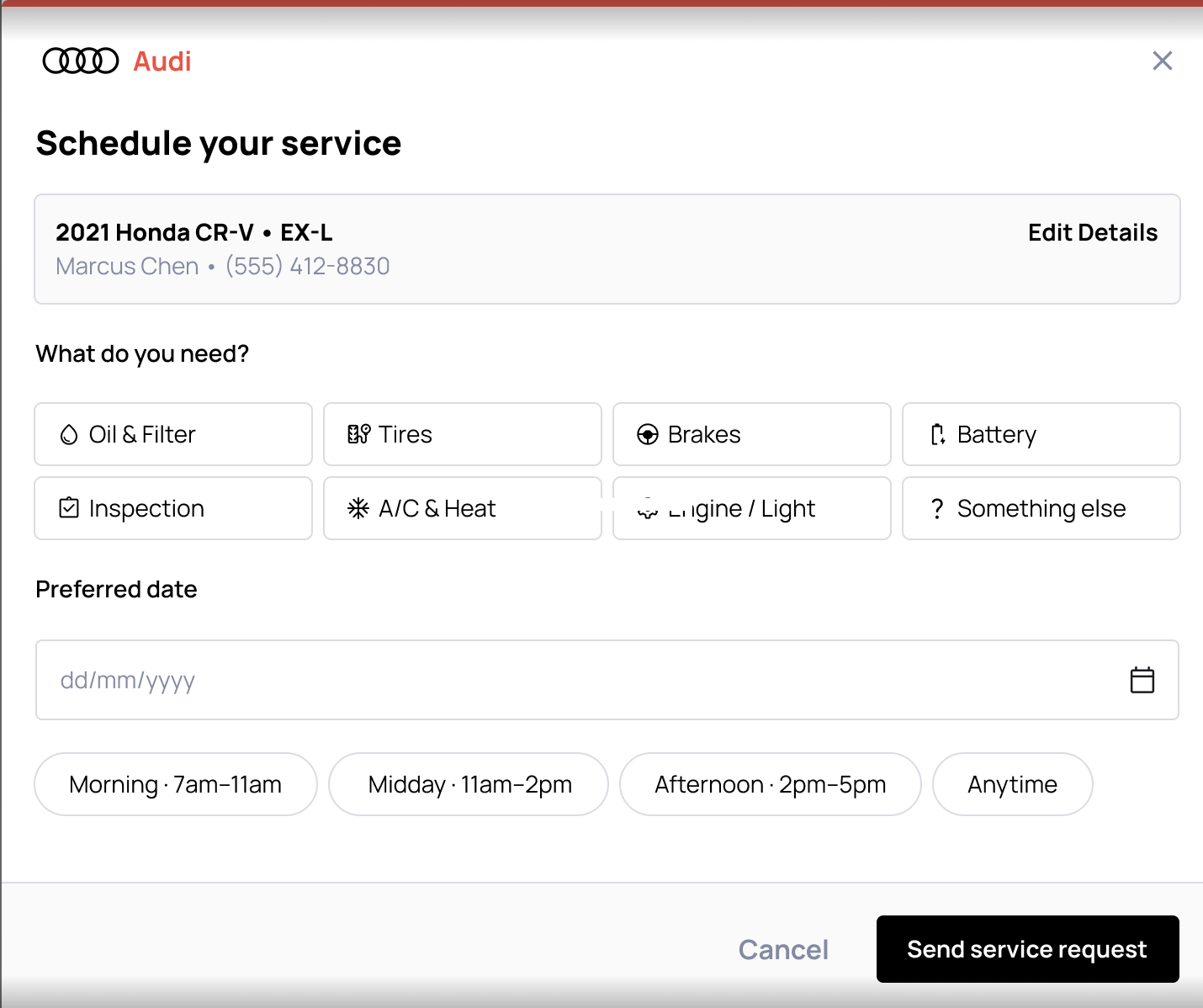 Service lead form